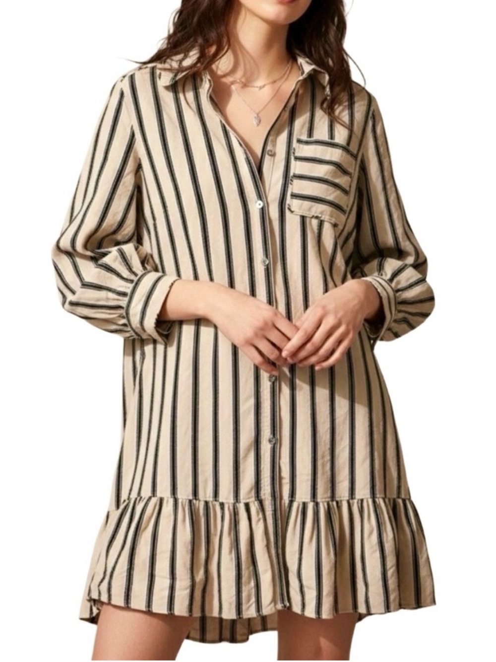 Cinq a Sept Arlette Striped Shirt
Dress Ruffle Hem Size 12